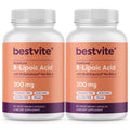 BESTVITE R-Lipoic Acid 200mg Stabilized with Bio-Enhanced Na-RLA (120 Vegetarian Capsules)(60x2) - No Stearates - No Fillers - Vegan - Gluten Free - Non GMO