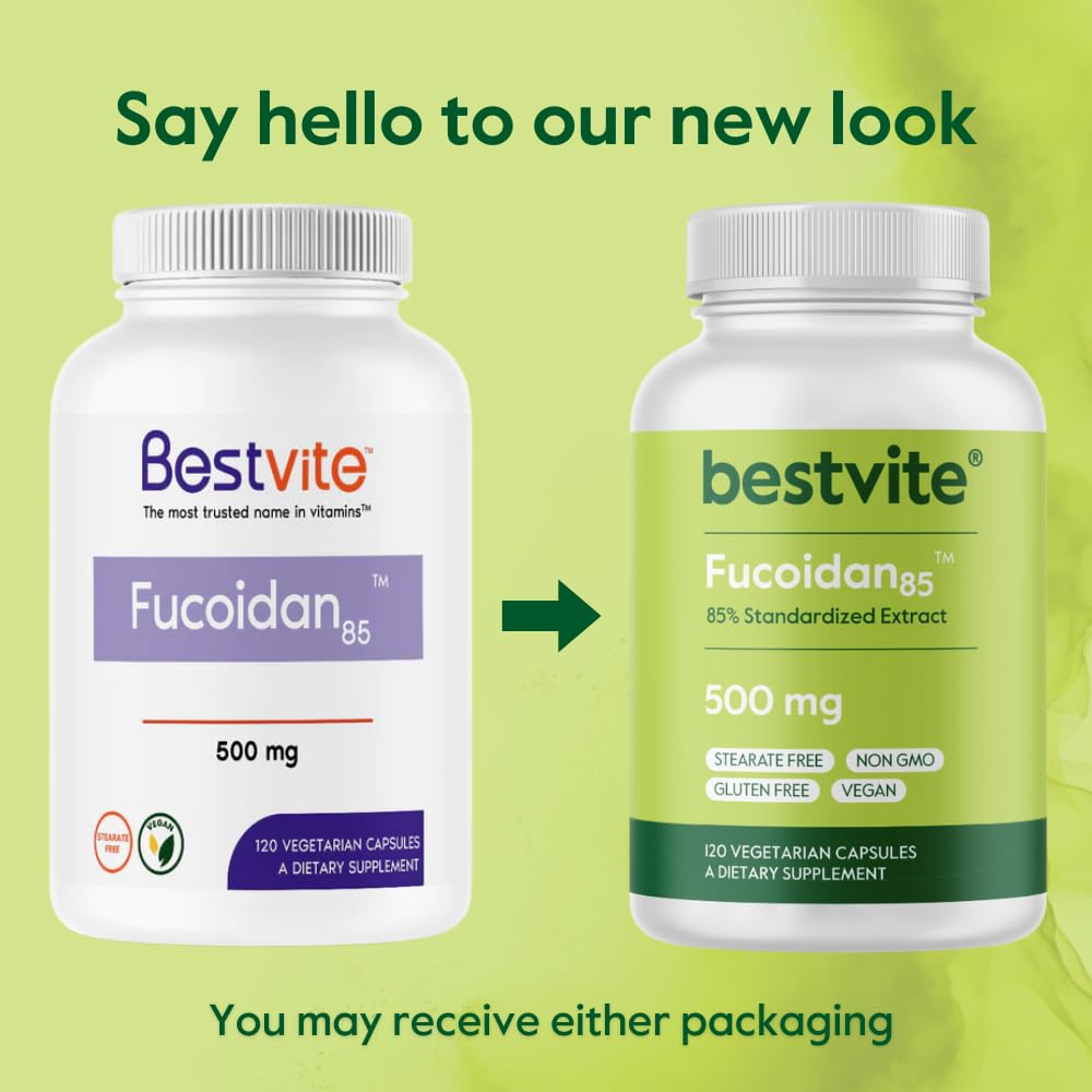 BESTVITE Fucoidan Extract 500mg | 85% Fucoidan | 120 Veg Capsules