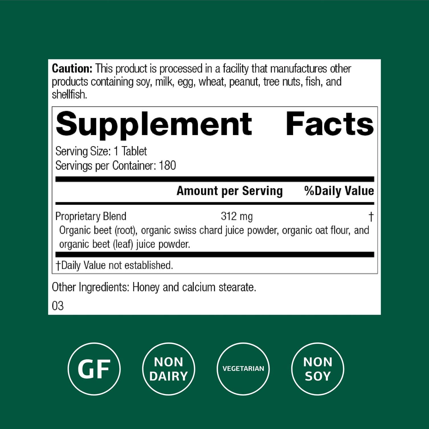 Standard Process Betafood - Digestive & Liver Health (180 Tabs) - Vegan
