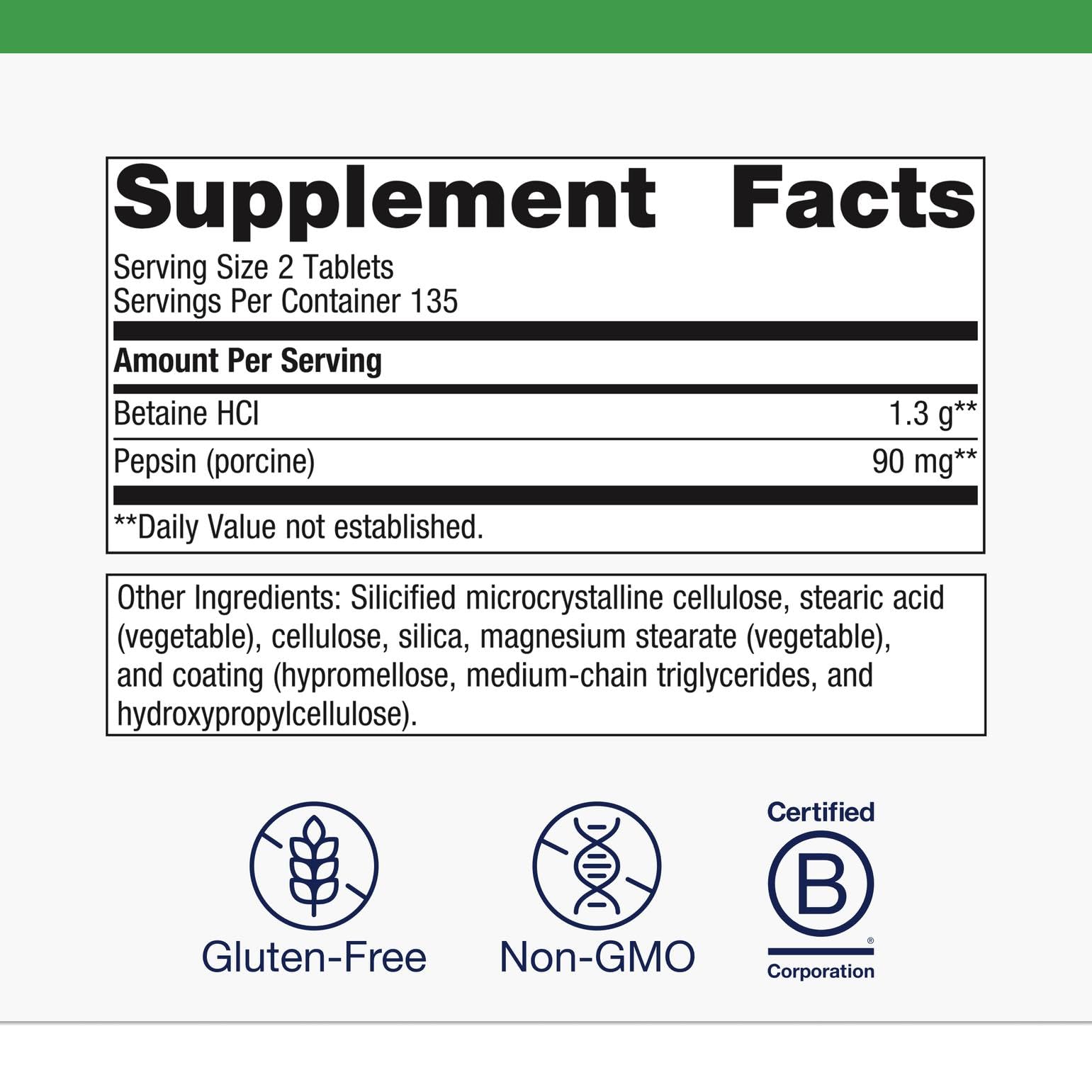 Metagenics SpectraZyme Betaine HCl with Pepsin – Digestive Support (650 mg + 40 mg) | Non-GMO, Gluten-Free | 270 Capsules
