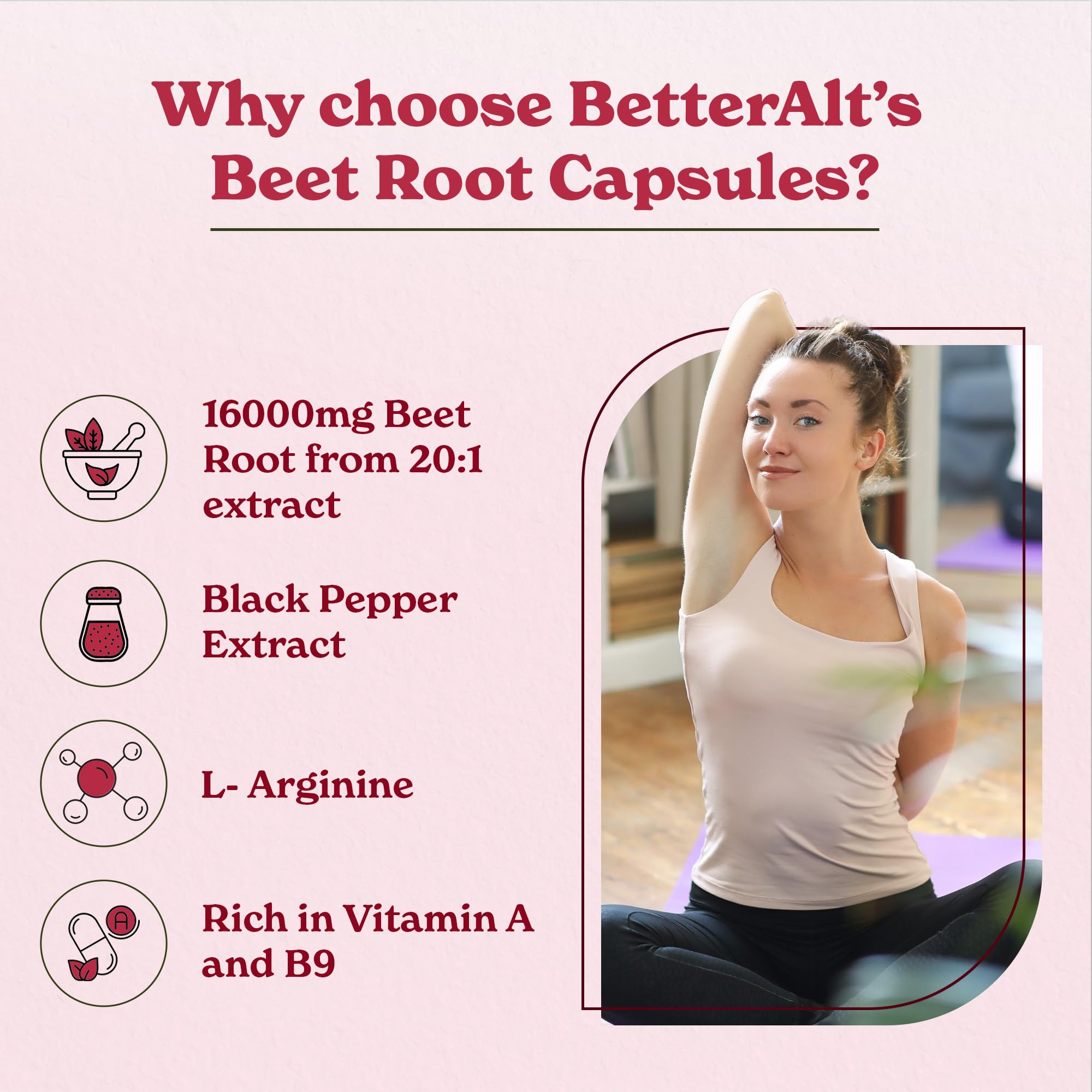 Better Alt Beet Root Powder Capsules (120 Capsules) - Beetroot Supplement
