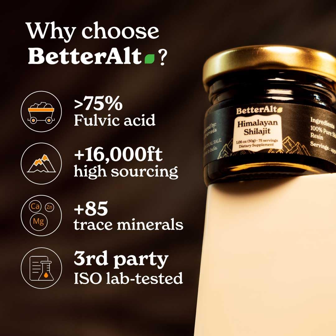 Better Alt Pure Himalayan Shilajit Resin - High Potency Gold Grade, 375 Servings, Energy and Immune Support (Lab Test Report)