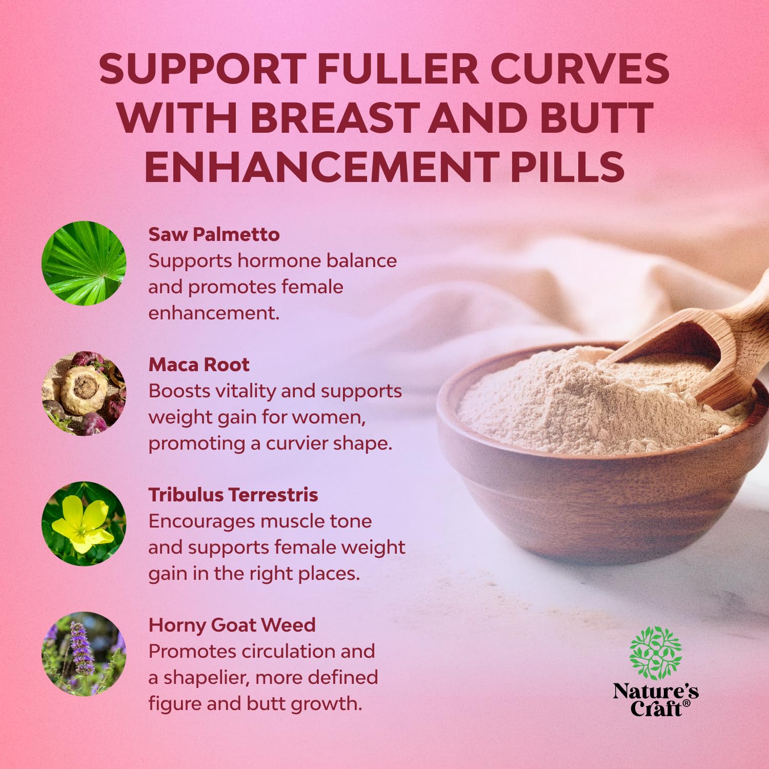 Better Butt & Breast Enhancement Pills for Women – Potent Herbal Formula with Horny Goat Weed, Panax Ginseng, Saw Palmetto, Maca Root | 90 Count