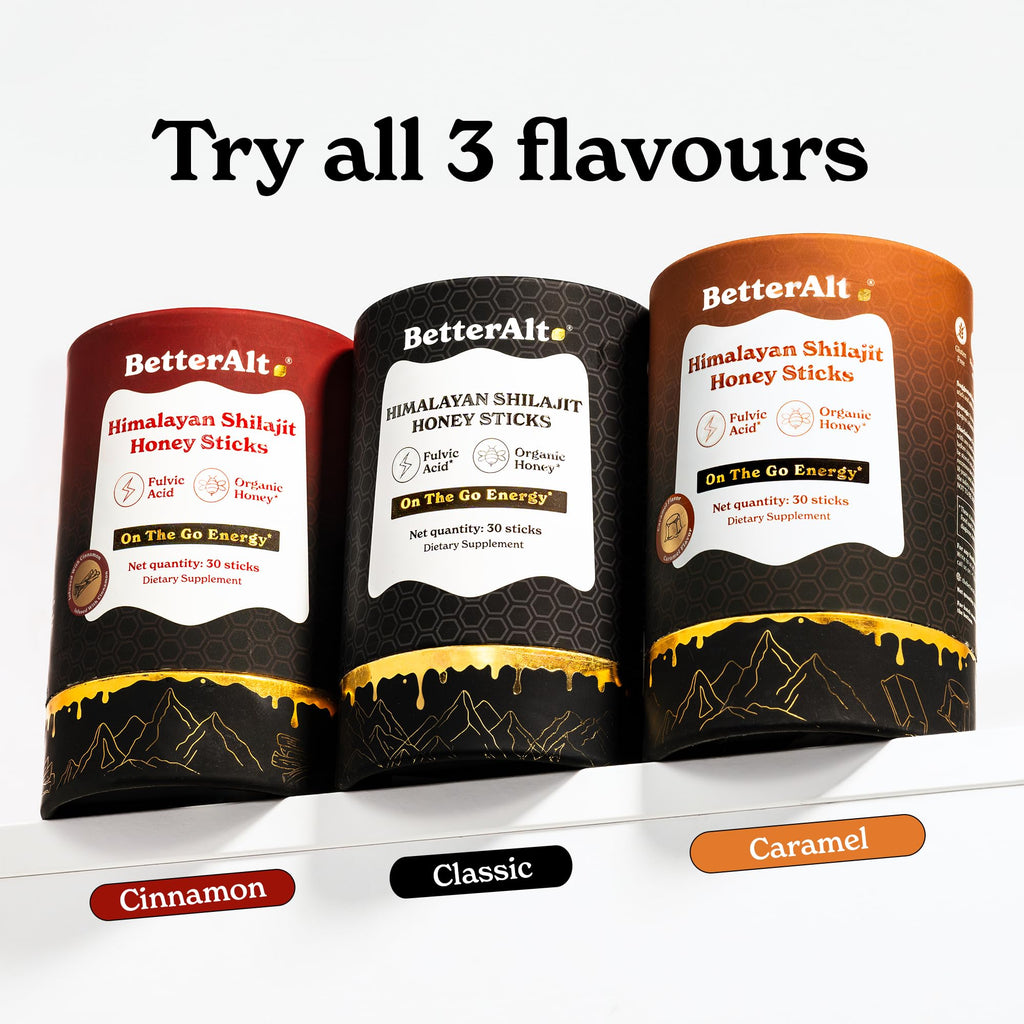 BetterAlt Shilajit Sticks with Organic Honey & Saffron | 30 Sticks for Energy & Immunity