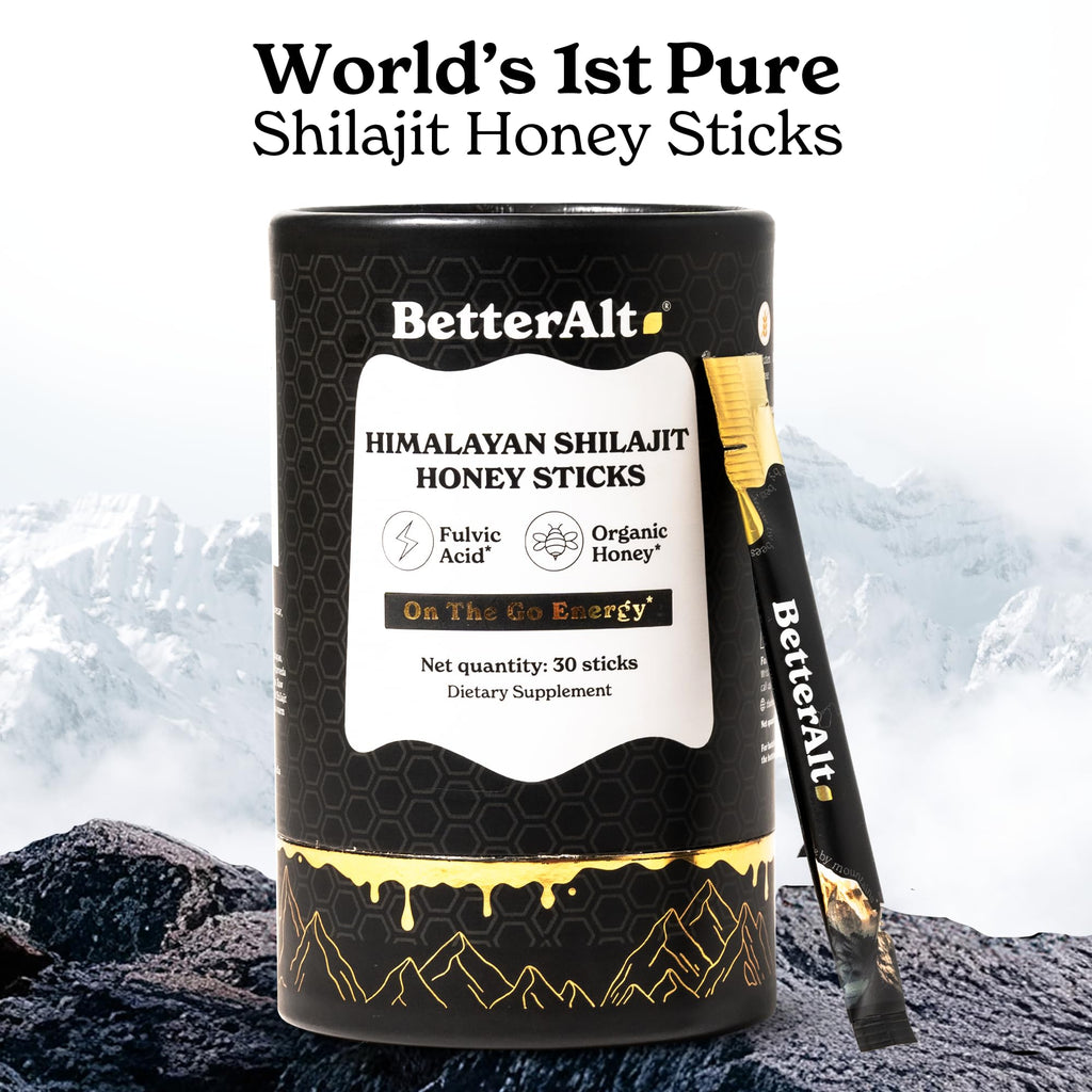 BetterAlt Shilajit Sticks with Organic Honey & Saffron | 30 Sticks for Energy & Immunity
