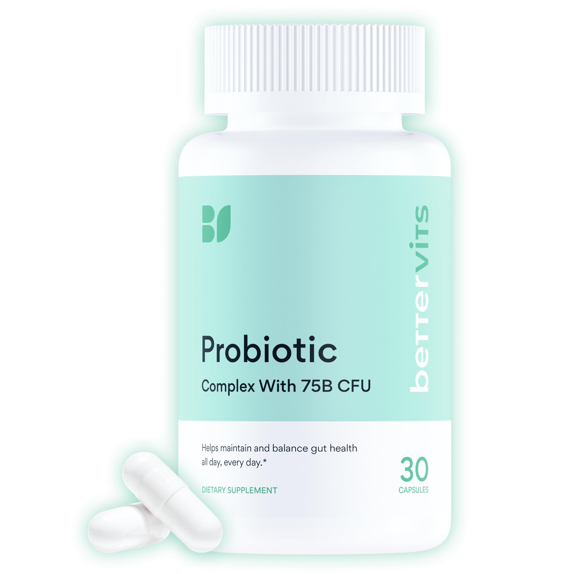Bettervits Probiotics – 75B CFU, 12 Strains, Inulin Prebiotic | 30 Vegan Capsules