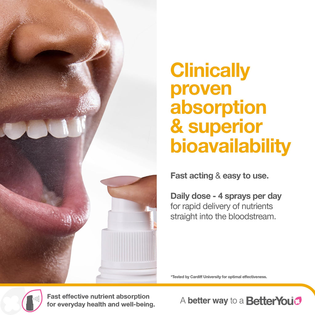 BetterYou Boost Vitamin B12 Oral Spray – Natural B12 with Green Tea & Chromium (0.85 oz)