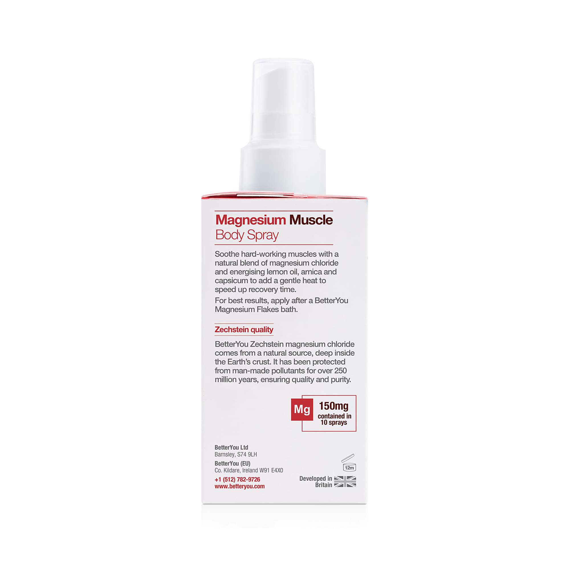 BetterYou Magnesium Muscle Body Spray – Arnica, Lemon Oil for Muscle & Joint Recovery (3.38 oz)