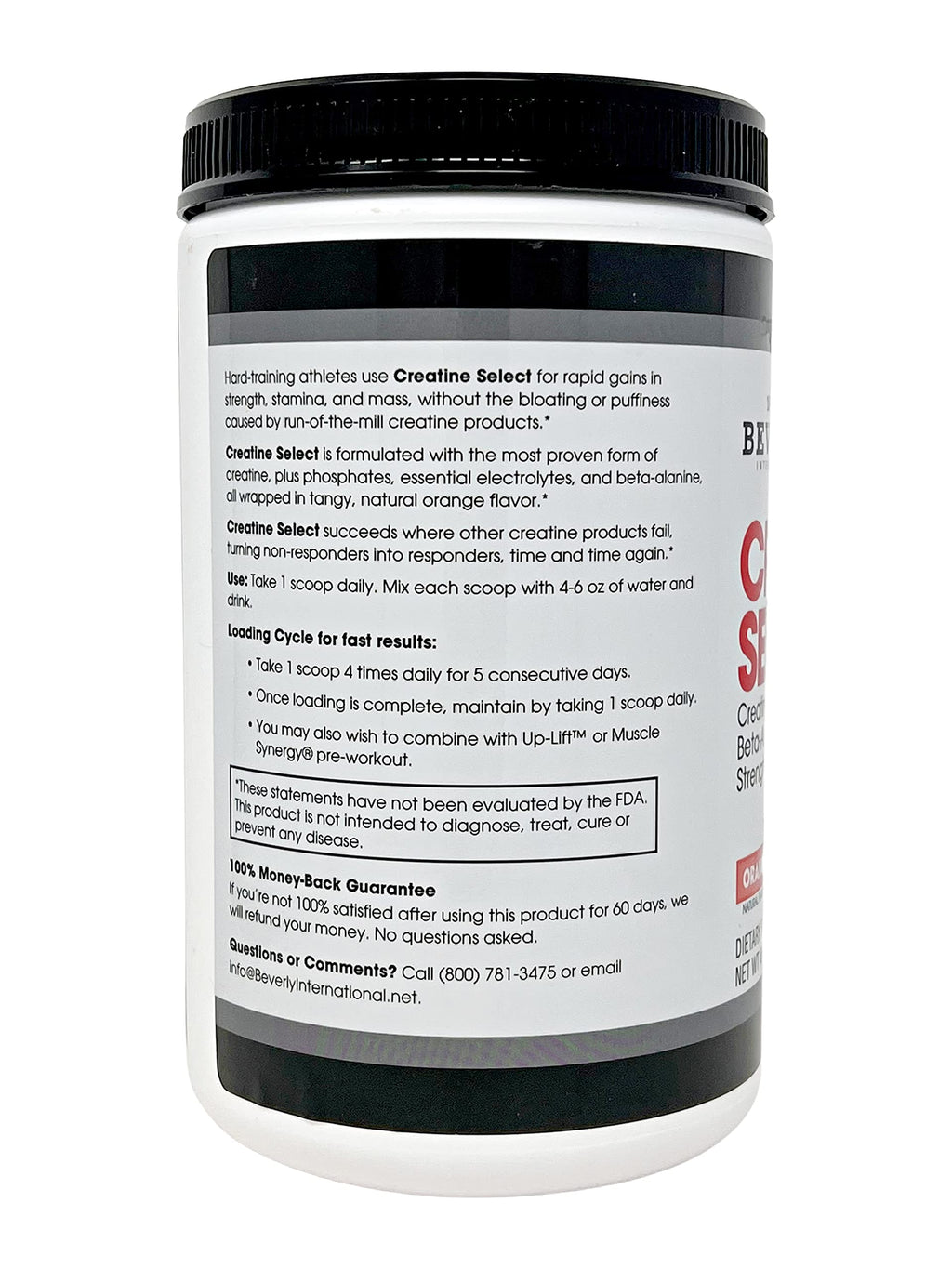 Beverly International Creatine Select with Phosphates — 40 Servings | Sugar-Free, Tang-Style Orange Flavor