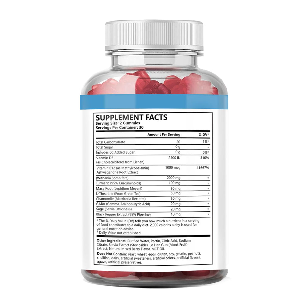 BEVIX Ashwagandha Gummies with Vitamin D - Gluten Free Stress Relief & Immune Support | 60 Count