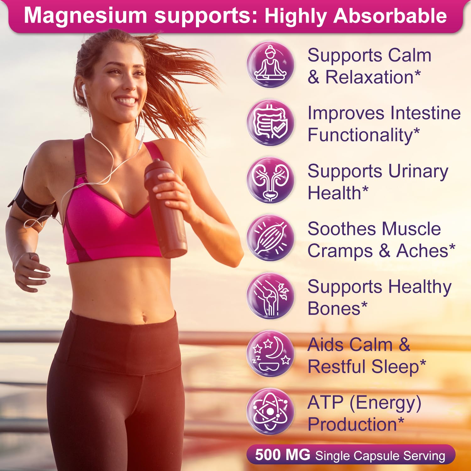 BEWORD Magnesium Citrate Softgels 500mg | 90 Capsules – Calm Sleep & Muscle & Bone Health