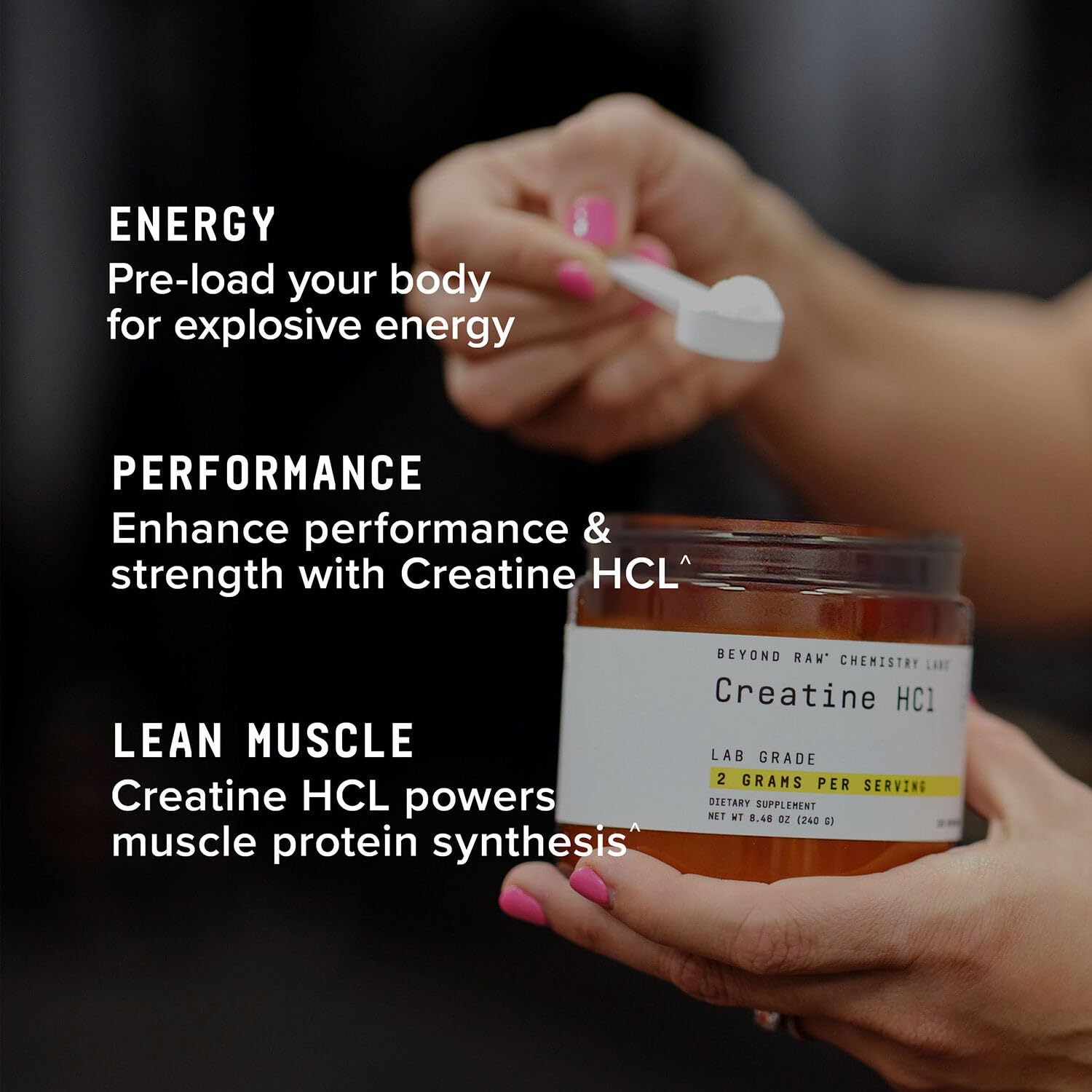 BEYOND RAW Creatine HCl Powder – Lab-Grade, Ultra-Concentrated for Strength & Performance | 120 Servings