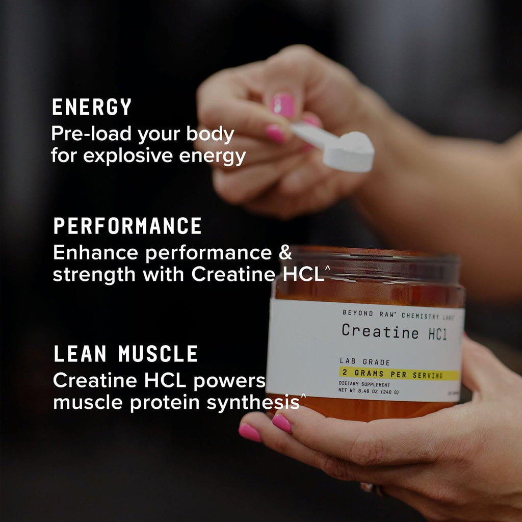 BEYOND RAW Creatine HCl Powder – Lab-Grade Creatine for Muscle, Energy, and Focus | 60 Servings