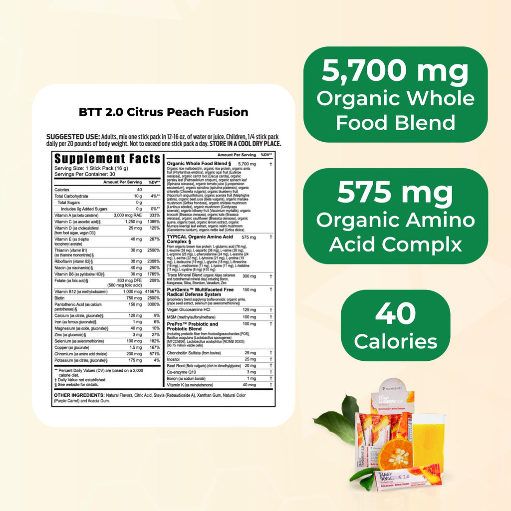 Beyond Tangy Tangerine 2.0 Citrus Peach Infusion Packets - 30 Count