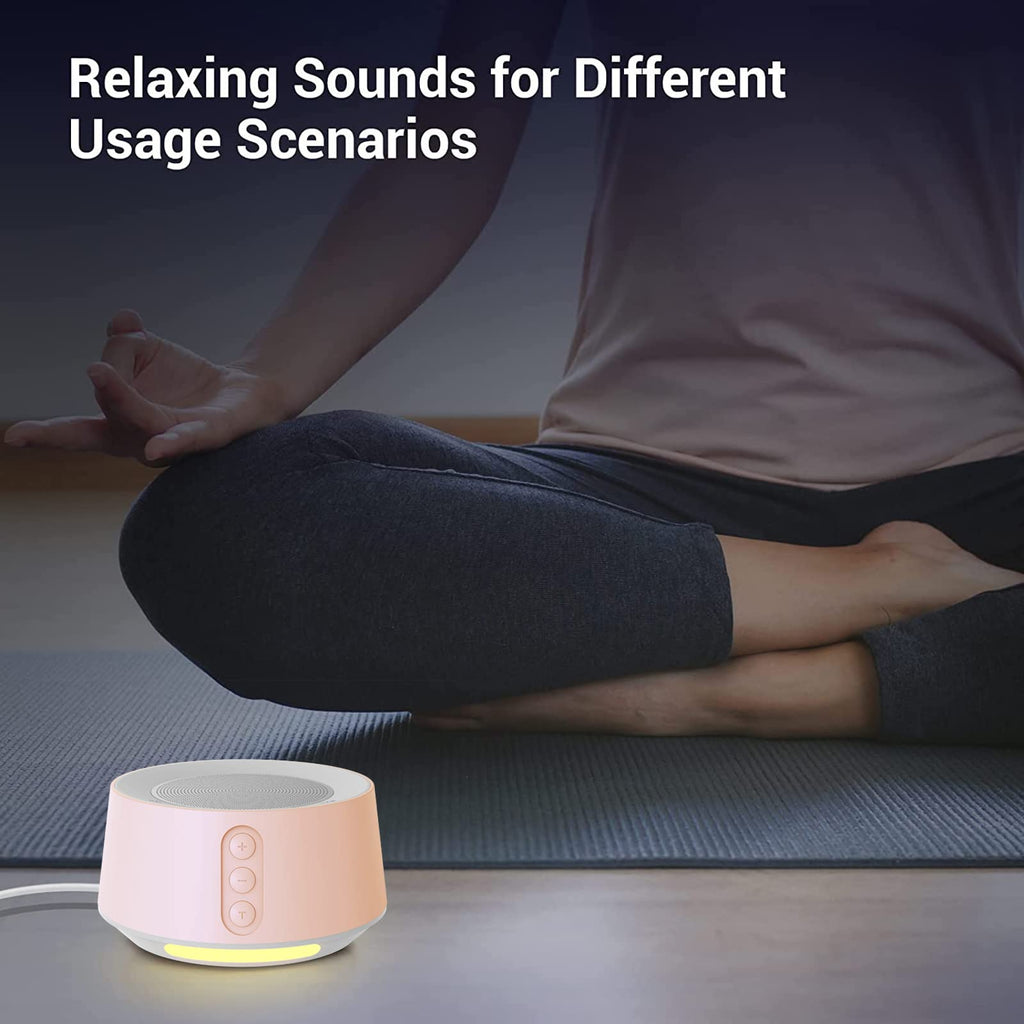 BGOVERSS White Noise Sound Machine with 20 Sounds, 10 Night Light Colors, 5 Timers & Memory – Pink