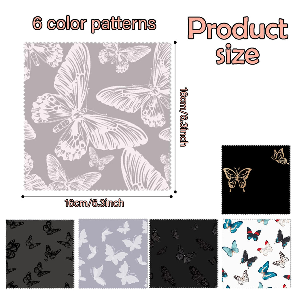 BHAHB 6-Pack Glasses Cleaning Cloths – Microfiber Lens Cloths (6.3x6.3) Butterfly Pattern