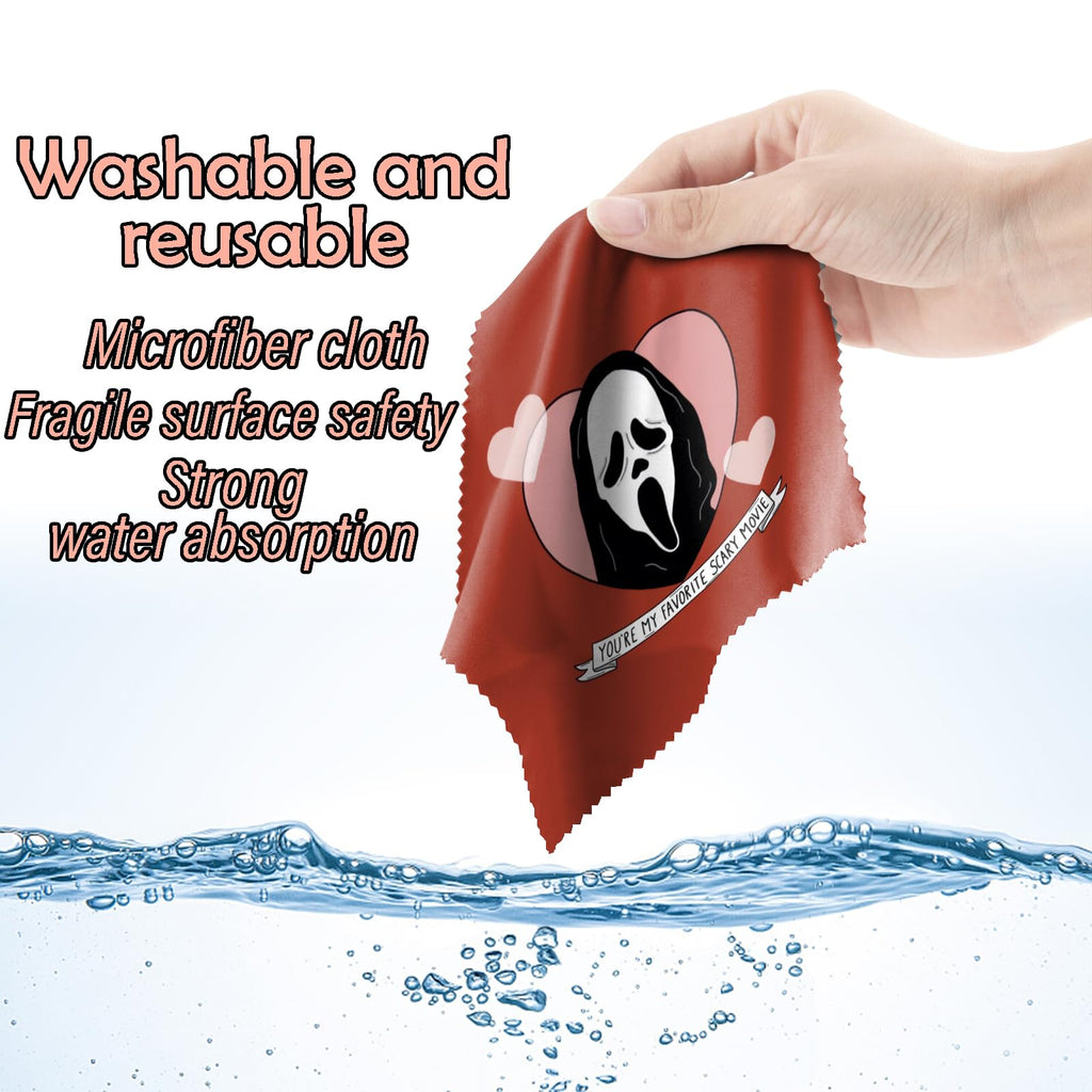 BHAHB 6 Pcs Glasses Cleaning Cloths – Microfiber Eyewear Cleaning Cloths 6.3 x 6.3 in, Skull Pattern