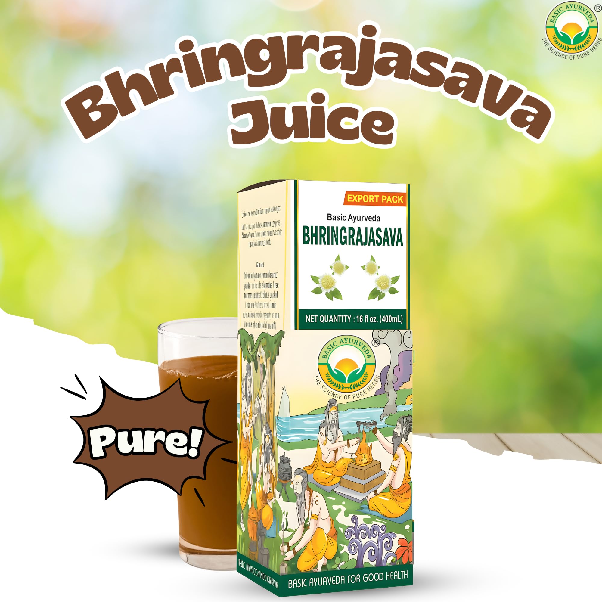 BASIC AYURVEDA Bhringrajasava Drink | 16.23 Fl Oz (480ml) | Natural Ayurvedic Syrup | for Healthy Hair & Immune System