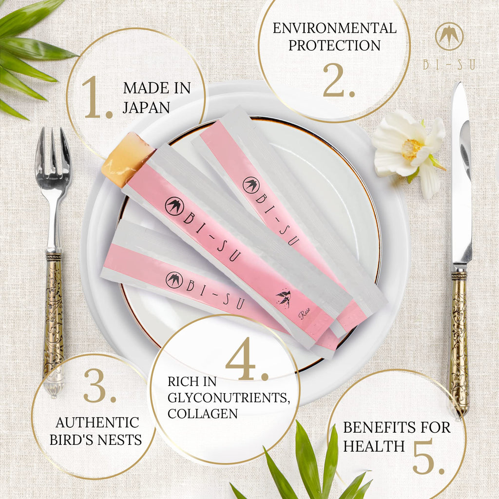 BI-SU Extract Jelly Sticks – Rose Swiftlet Nest, Collagen & Vitamin C, 30 PCS