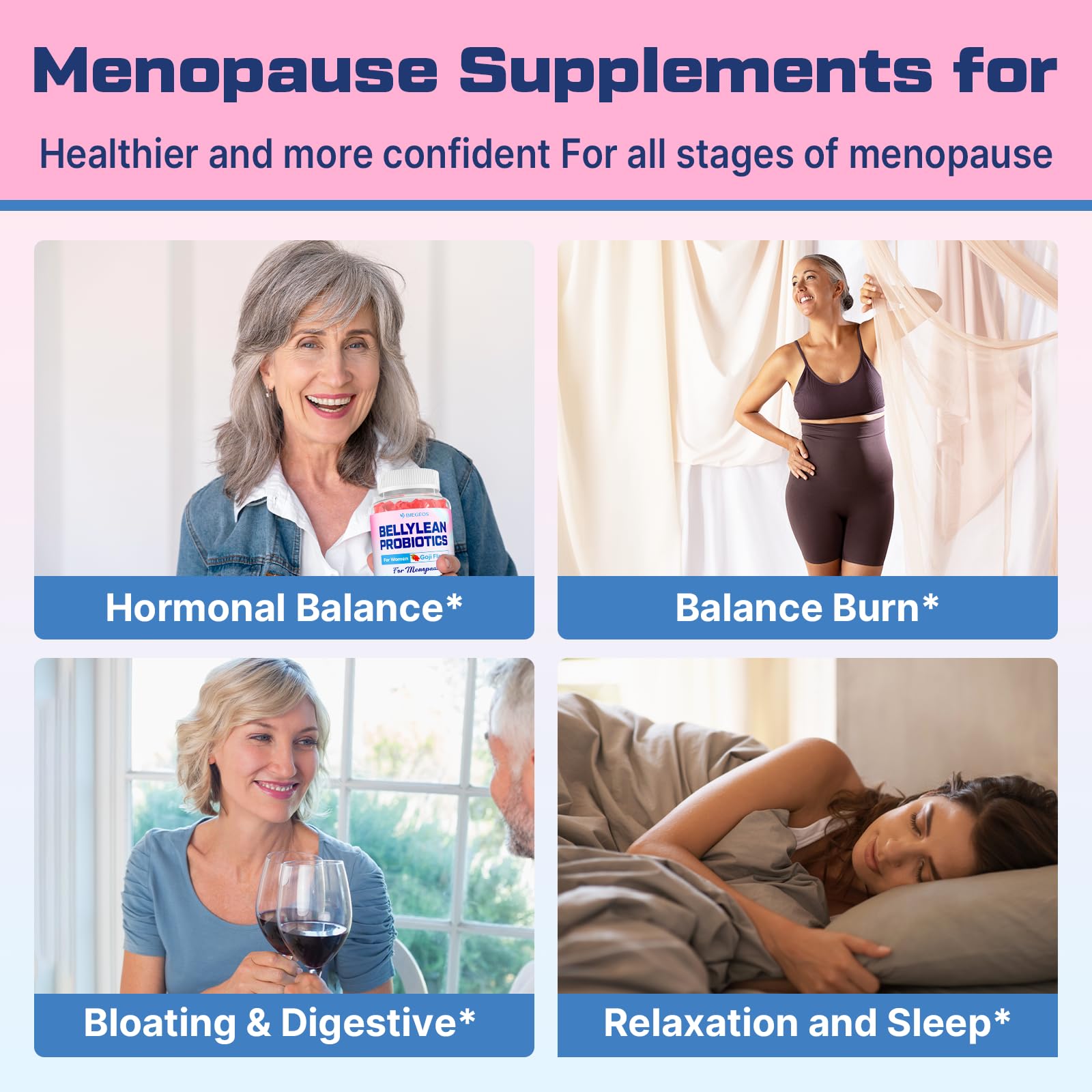 Biegeos Menopause Gummies 16-in-1 Probiotic – Sugar-Free, 60 Gummies, Vegan