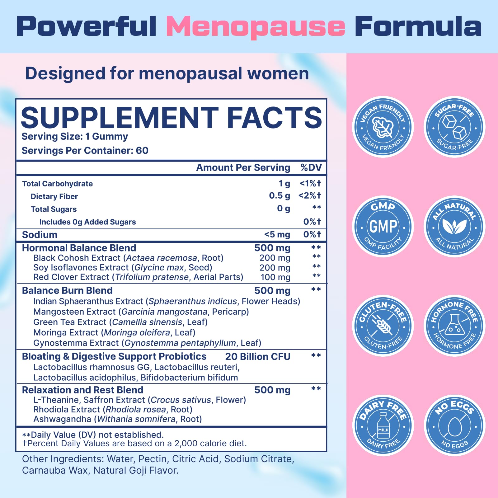 Biegeos Menopause Gummies 16-in-1 Probiotic – Sugar-Free, 60 Gummies, Vegan