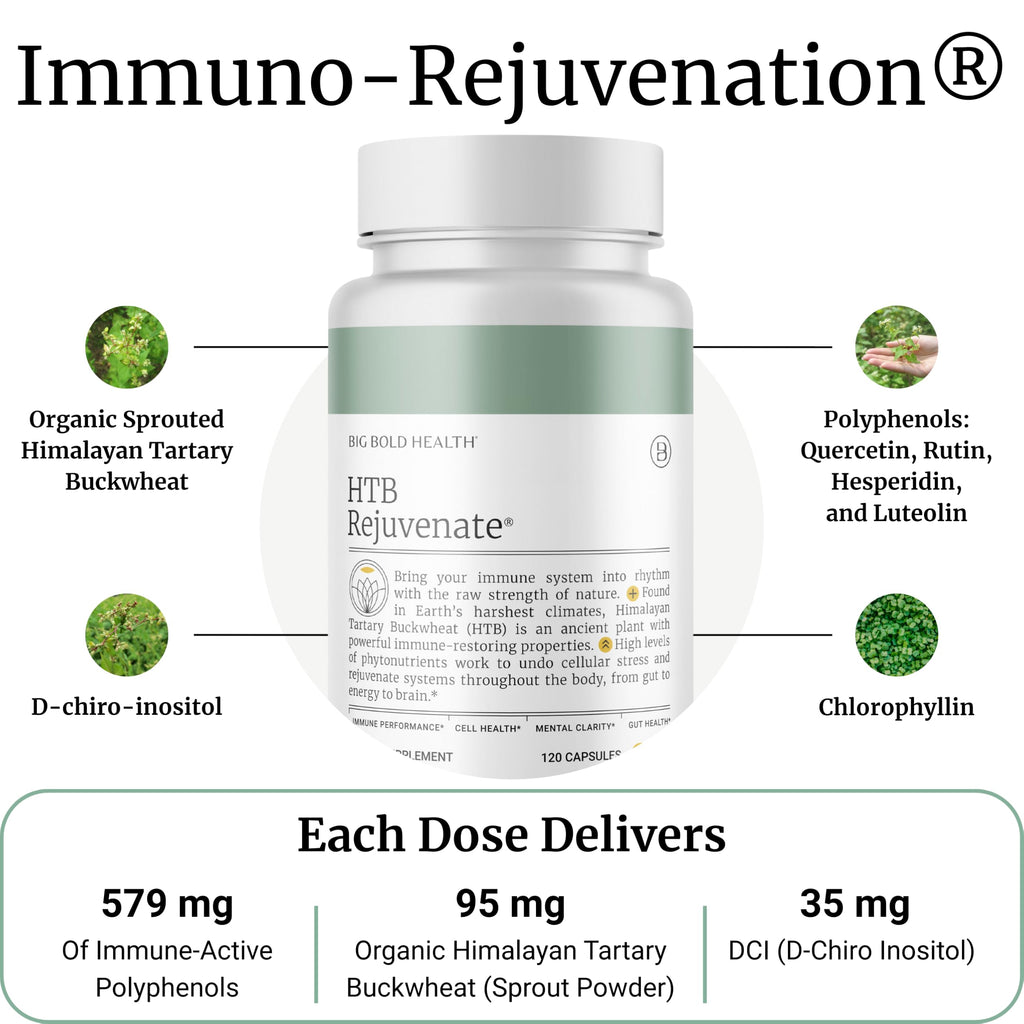 BIG BOLD HEALTH HTB Immune Rejuvenate – Polyphenol Immune Support with Himalayan Tartary Buckwheat, 120 Vegetarian Capsules