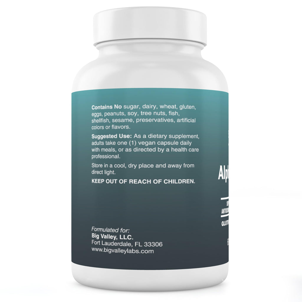 Big Valley Labs Alpha-Lipoic Acid 600 mg – High-Potency Antioxidant for Cellular Health & Energy Metabolism – Vegan, Non-GMO, Gluten-Free | 60 Capsules