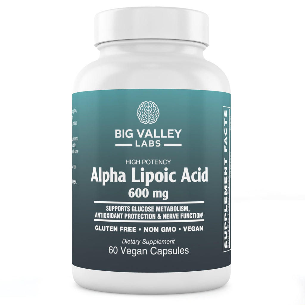 Big Valley Labs Alpha-Lipoic Acid 600 mg – High-Potency Antioxidant for Cellular Health & Energy Metabolism – Vegan, Non-GMO, Gluten-Free | 60 Capsules