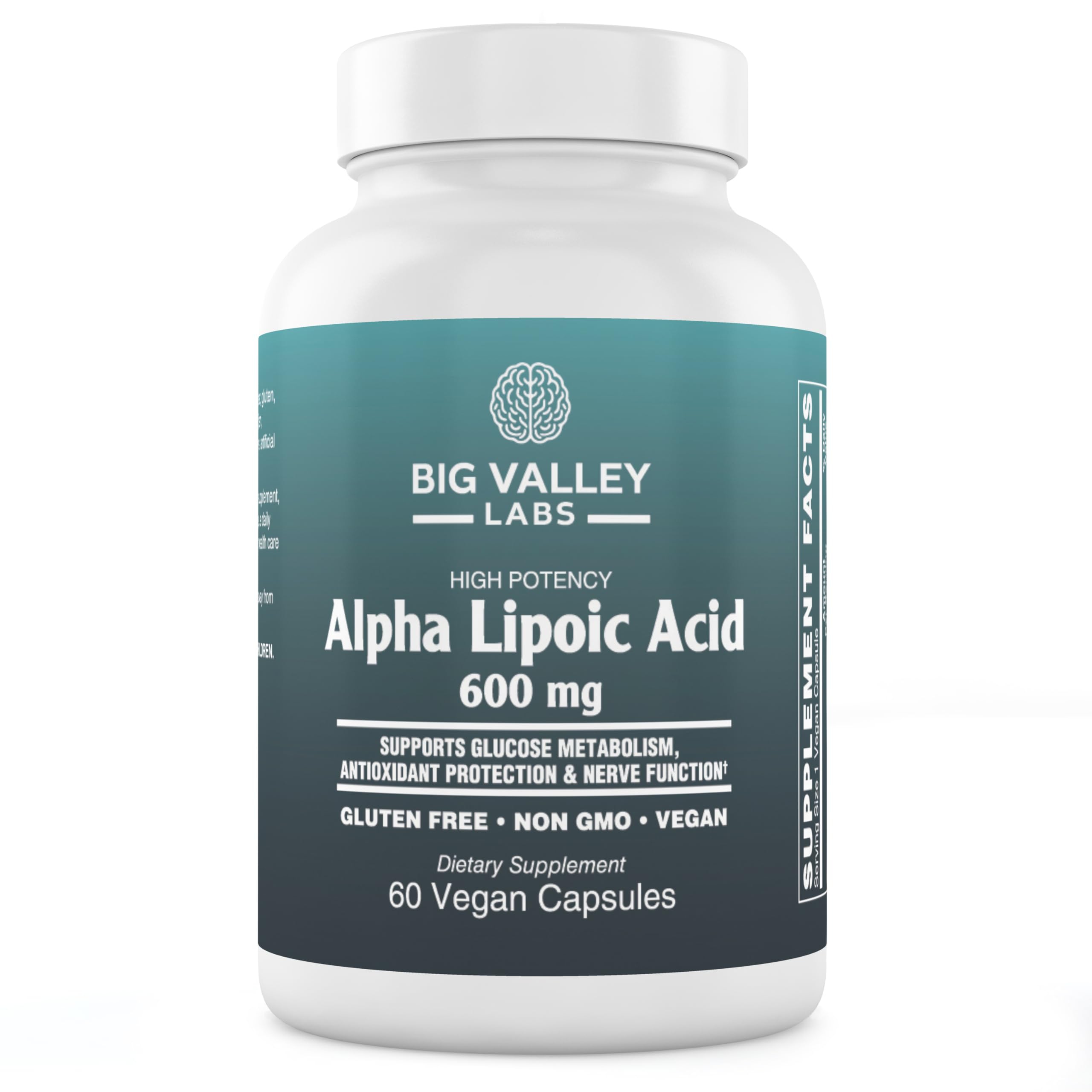 Big Valley Labs Alpha-Lipoic Acid 600 mg – High-Potency Antioxidant for Cellular Health & Energy Metabolism – Vegan, Non-GMO, Gluten-Free | 60 Capsules