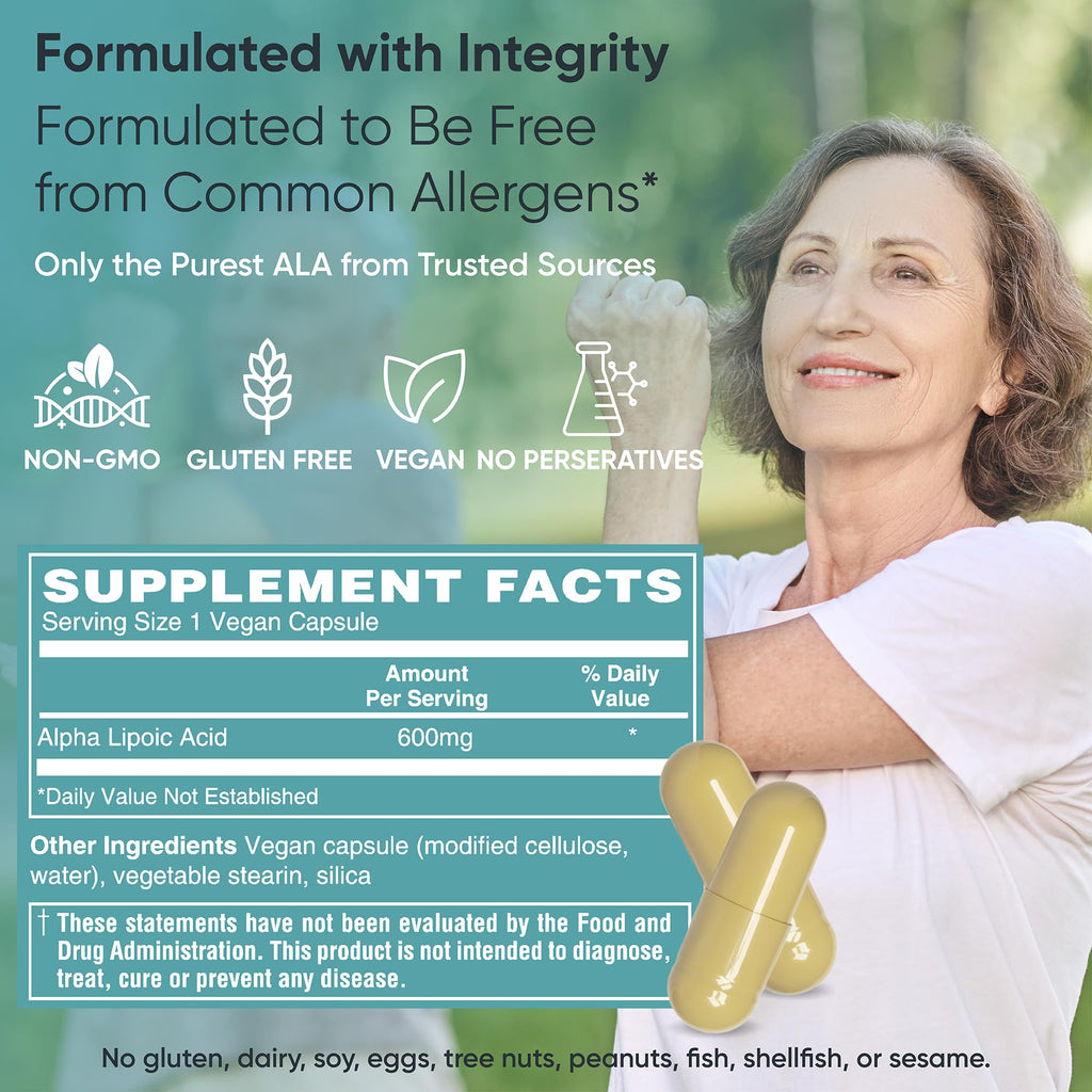 Big Valley Labs Alpha-Lipoic Acid 600 mg – High-Potency Antioxidant for Cellular Health & Energy Metabolism – Vegan, Non-GMO, Gluten-Free | 60 Capsules
