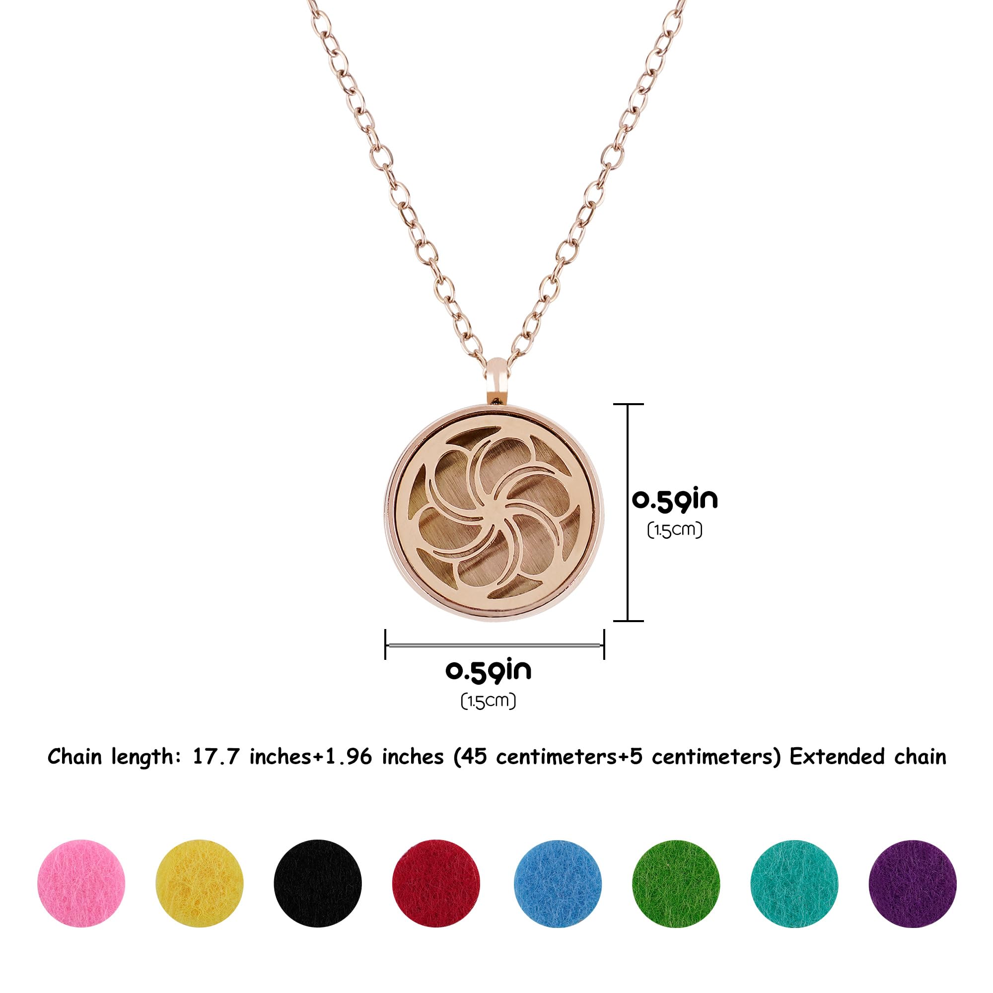 Biiange Aromatherapy Diffuser Necklace with Bauhinia Locket | Essential Oil Necklace for Women – 20" Chain + 8 Refill Pads