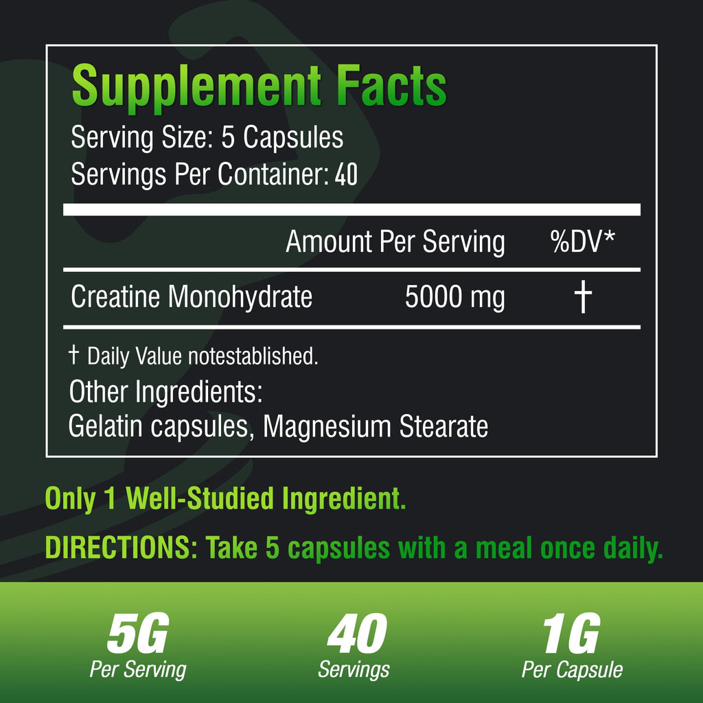 BIKAYALUE Creatine Monohydrate 5000mg - 40 Servings (Gluten Free)