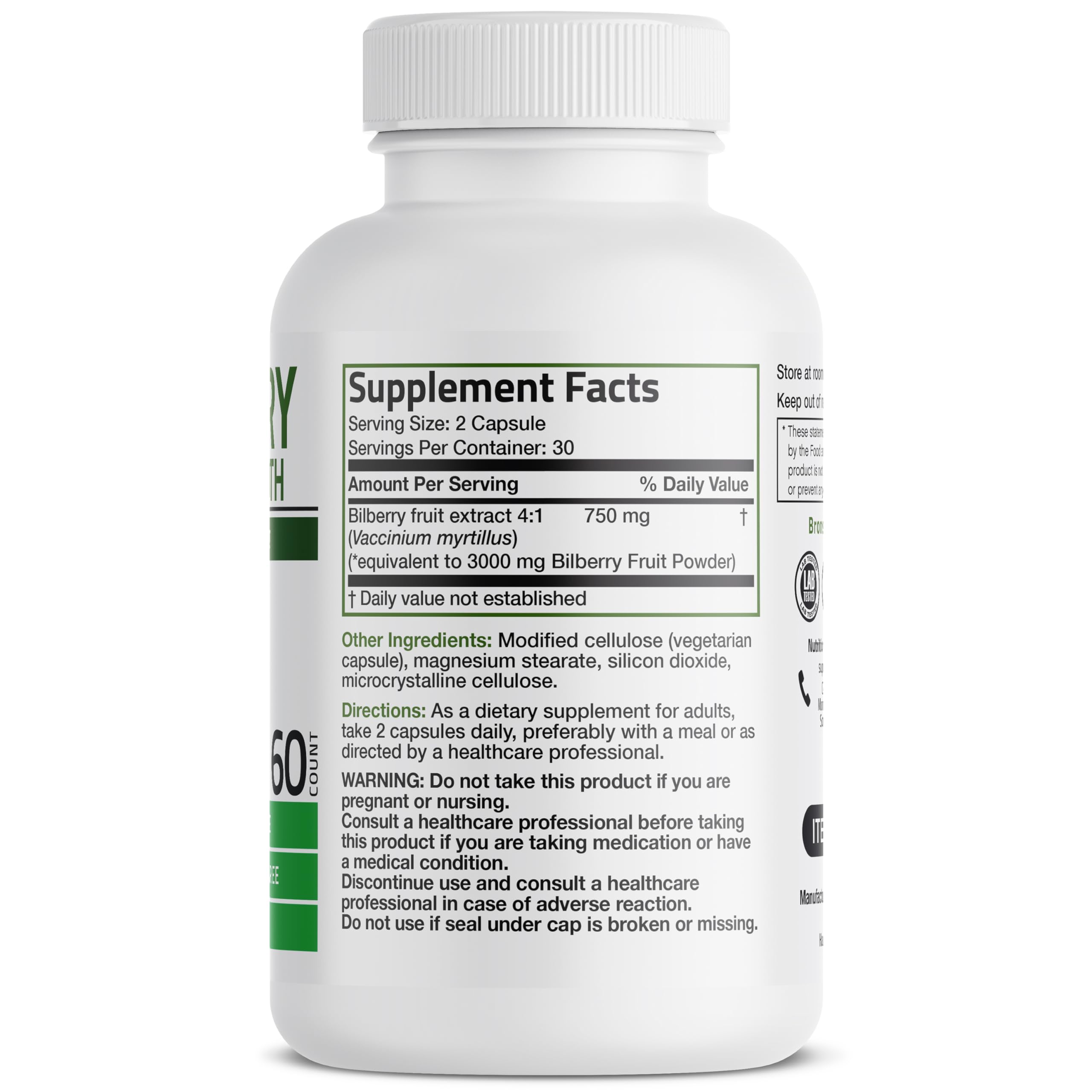 Bronson Bilberry Extra Strength 3000 mg – Eye Health & Vision Support (60 Veg Caps)