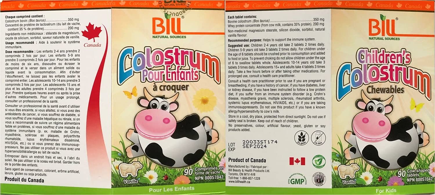 Bill Beauty Children's Colostrum Chewables, 90 Count – Immune Support