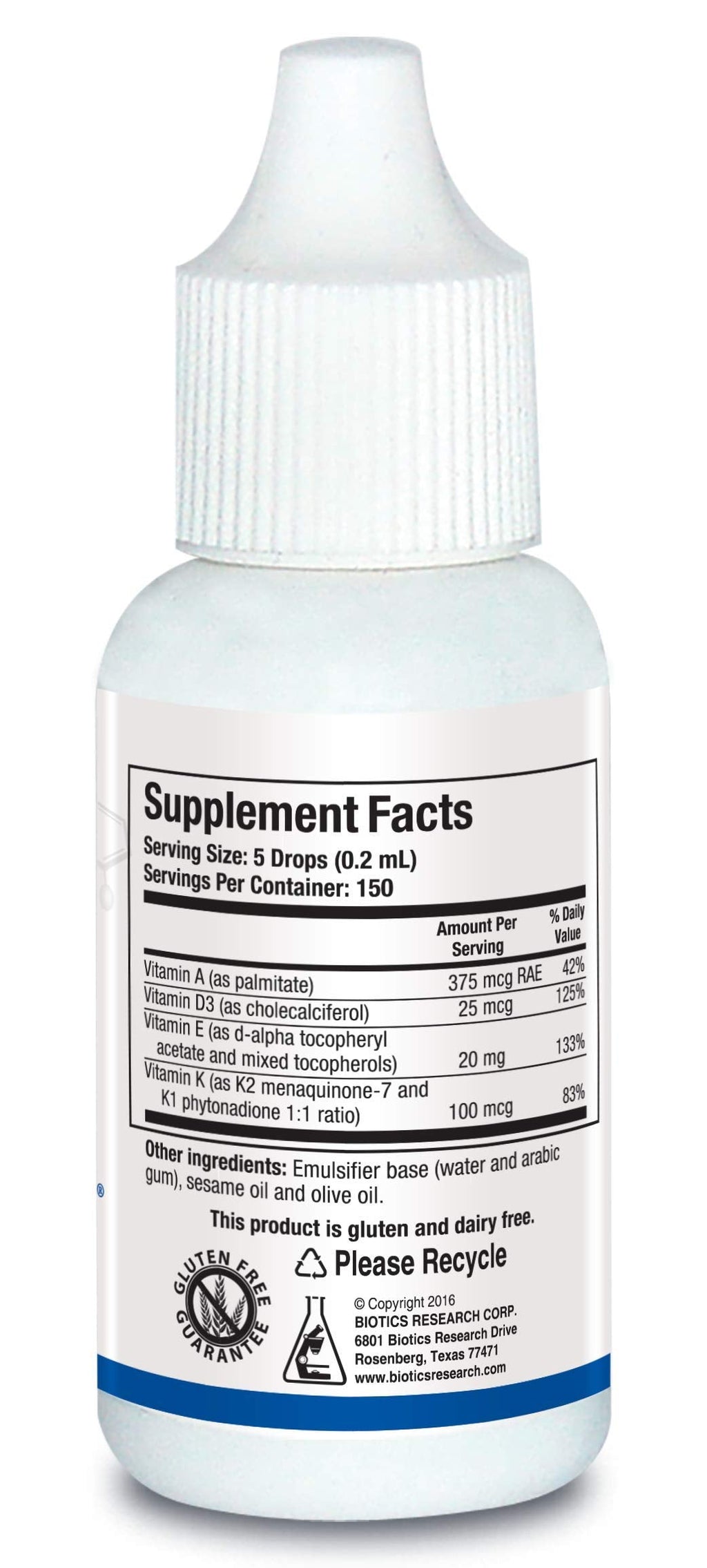 Biotics Research Bio ADEK Mulsion – Emulsified Vitamin A, D3, K2 for Immune, Bone, Eye & Cardiovascular Health | 1 fl oz