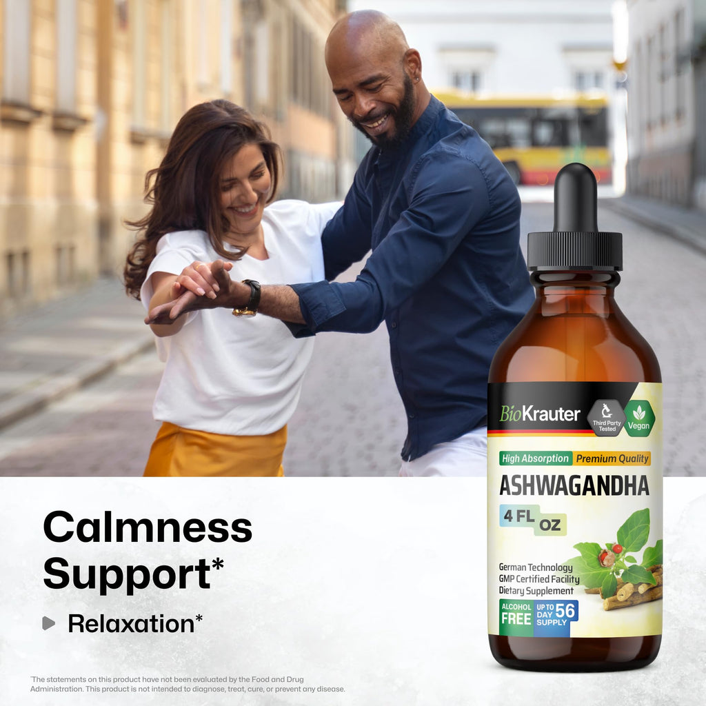 BIO KRAUTER Ashwagandha Drops – Pure Vegan Liquid 685 mg, 56-Day Supply