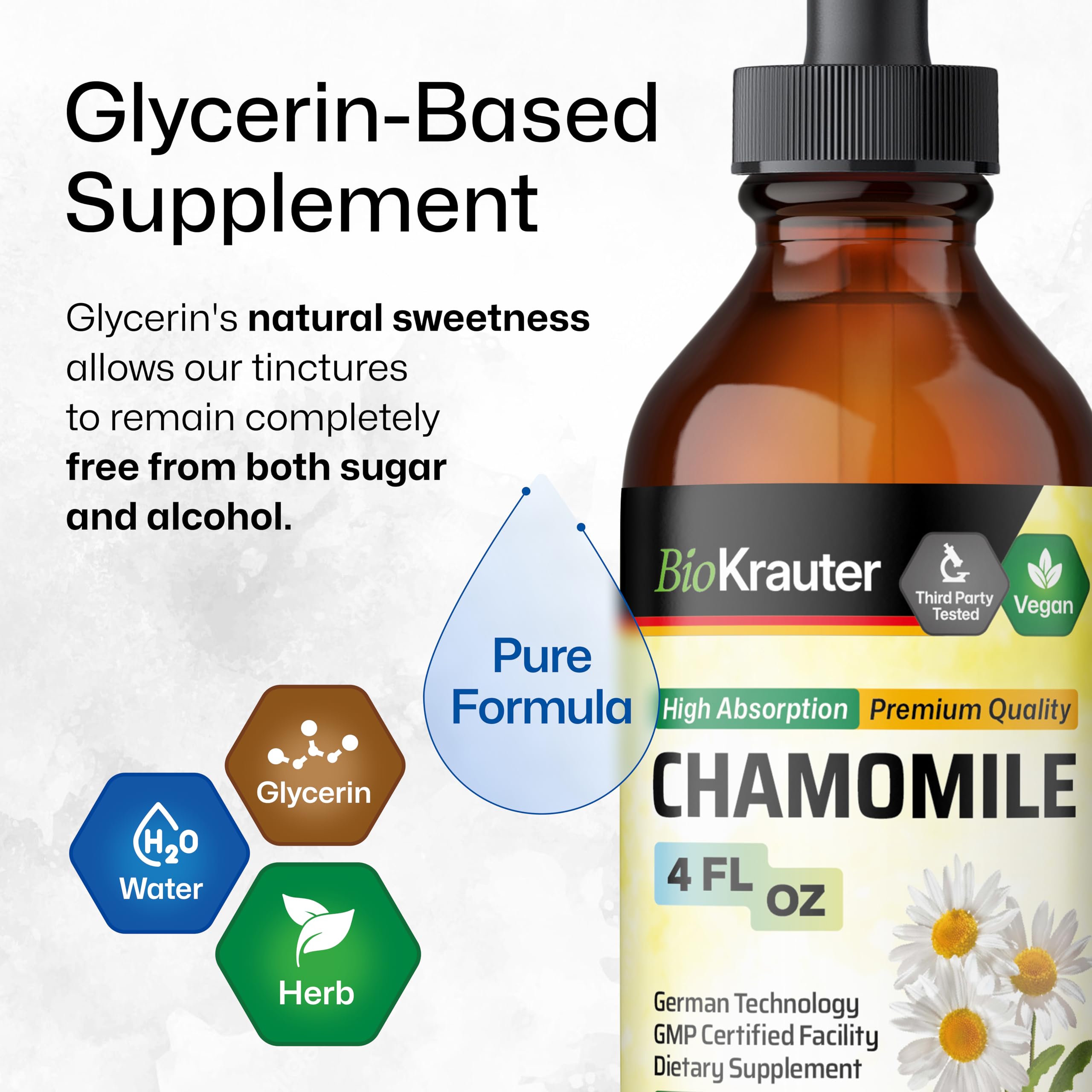 BIO KRAUTER Chamomile Tincture – Relaxation Support | Vegan, Alcohol-Free, Sugar-Free (Pack of 2)