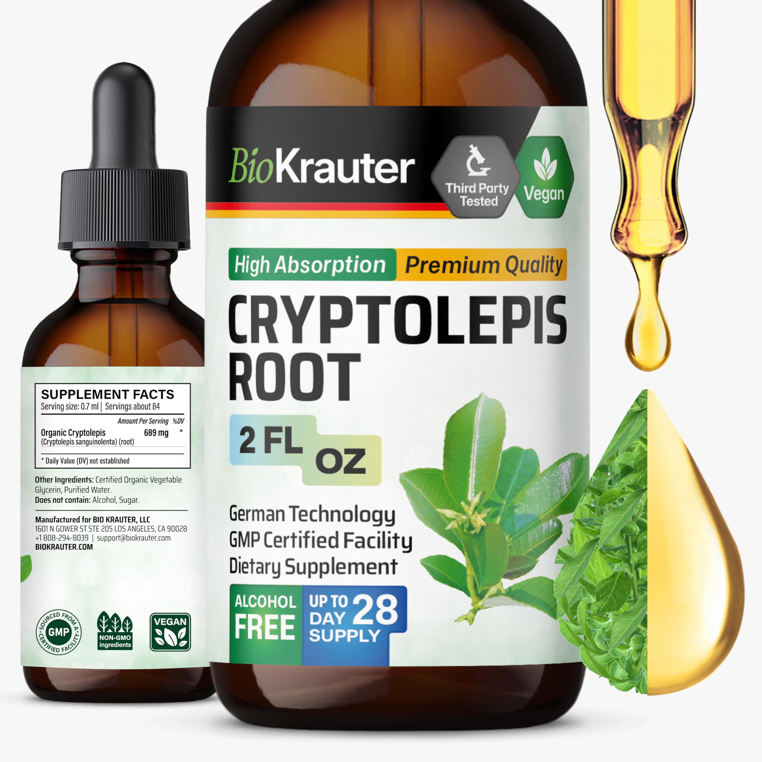 BIO KRAUTER Cryptolepis Extract - Vegan Immunity Tincture (2 oz)
