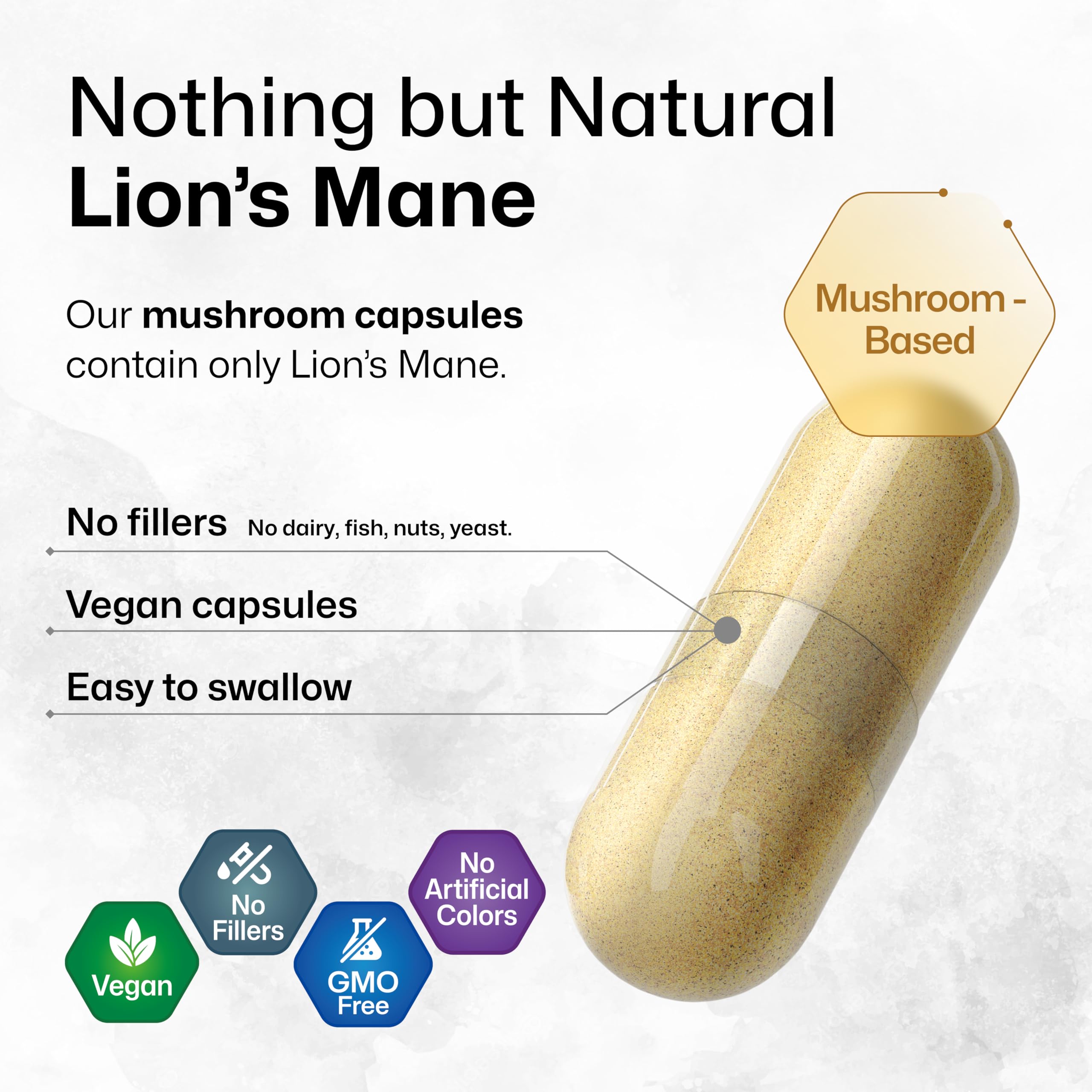 BIO KRAUTER Lions Mane 1800 mg Capsules – 250 Count – Vegan Brain Support