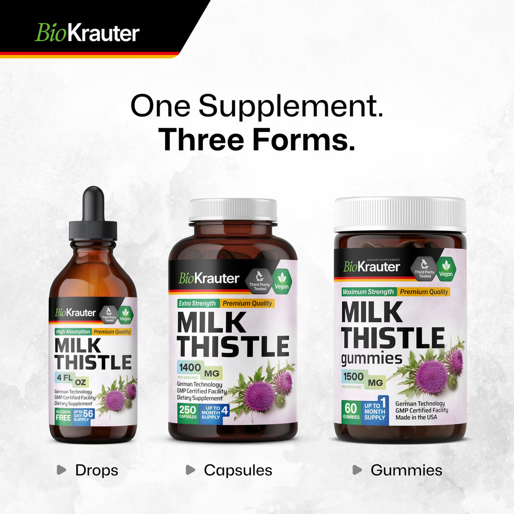 BIO KRAUTER® Milk Thistle Supplement – 680 mg/Serving, 4 Fl Oz, Vegan, Alcohol-Free, Liver Detox