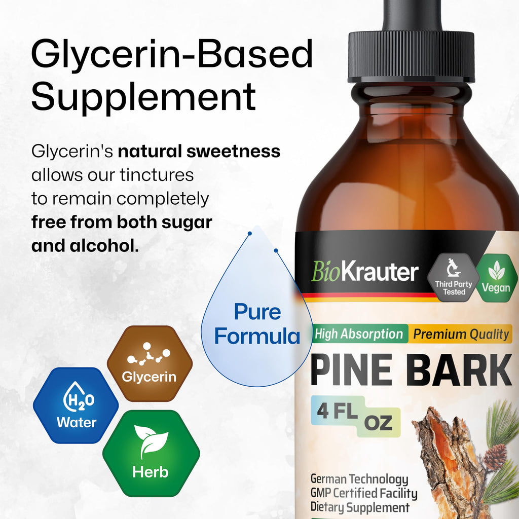 BIO KRAUTER Pine Bark Extract Drops – 400 mg, French Maritime Pine Bark, Vegan, Alcohol & Sugar Free – 4 Fl Oz