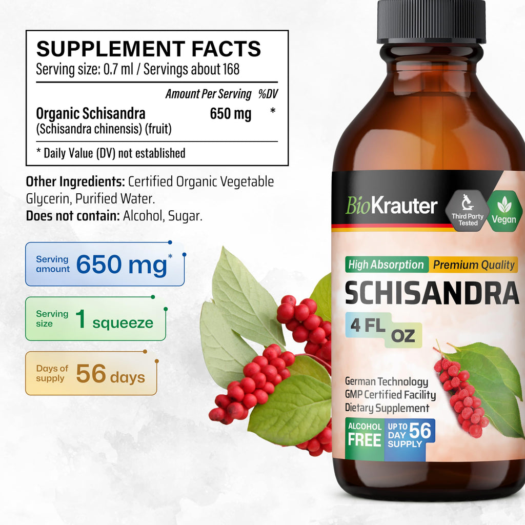 BIO KRAUTER Schisandra Berry Drops – Mood Support – Alcohol & Sugar Free Extract – 4 Fl.Oz.
