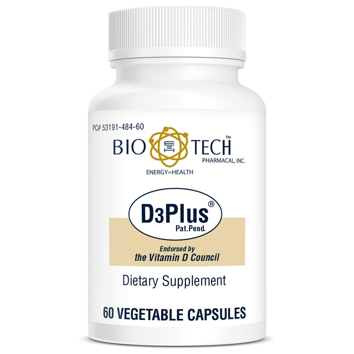 Bio-Tech Pharmacal D3 Plus (60 Count) - Vitamin D3 with K2, Magnesium and Zinc