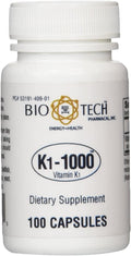 Bio-Tech K1-1000 Vitamin K1 1000 mcg - 100 Capsules | Supports Bone & Heart Health