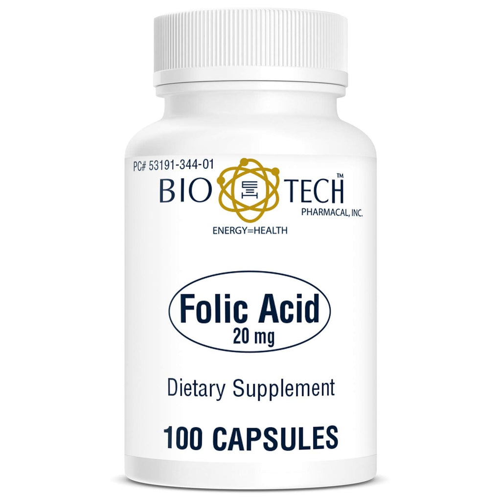 Bio-Tech Pharmacal Folic Acid 20mg, 100 Count | Folate Supplement