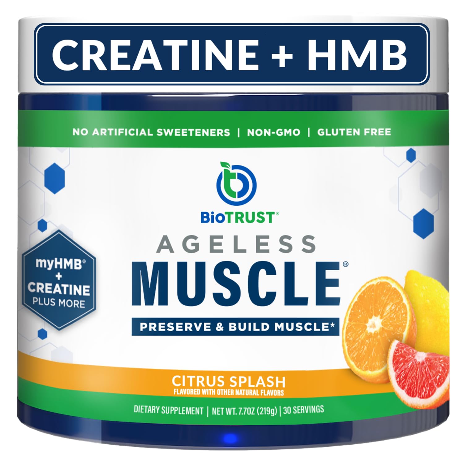 BioTrust Ageless Muscle Builder – Creatine HMB Powder with Vitamin D3 & Betaine | Citrus Splash