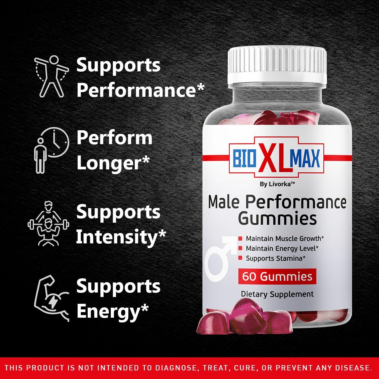 (2 Pack) Bio XL Max Gummies | Natural Energy & Wellness | 120 Gummies