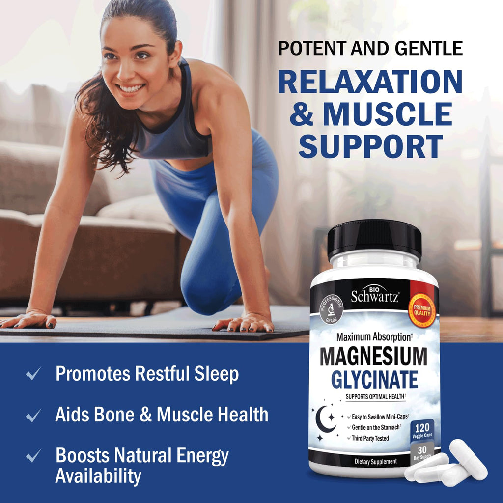 BioSchwartz Magnesium Glycinate 500mg (120 Mini Caps) – Sleep Nerves Muscles Support