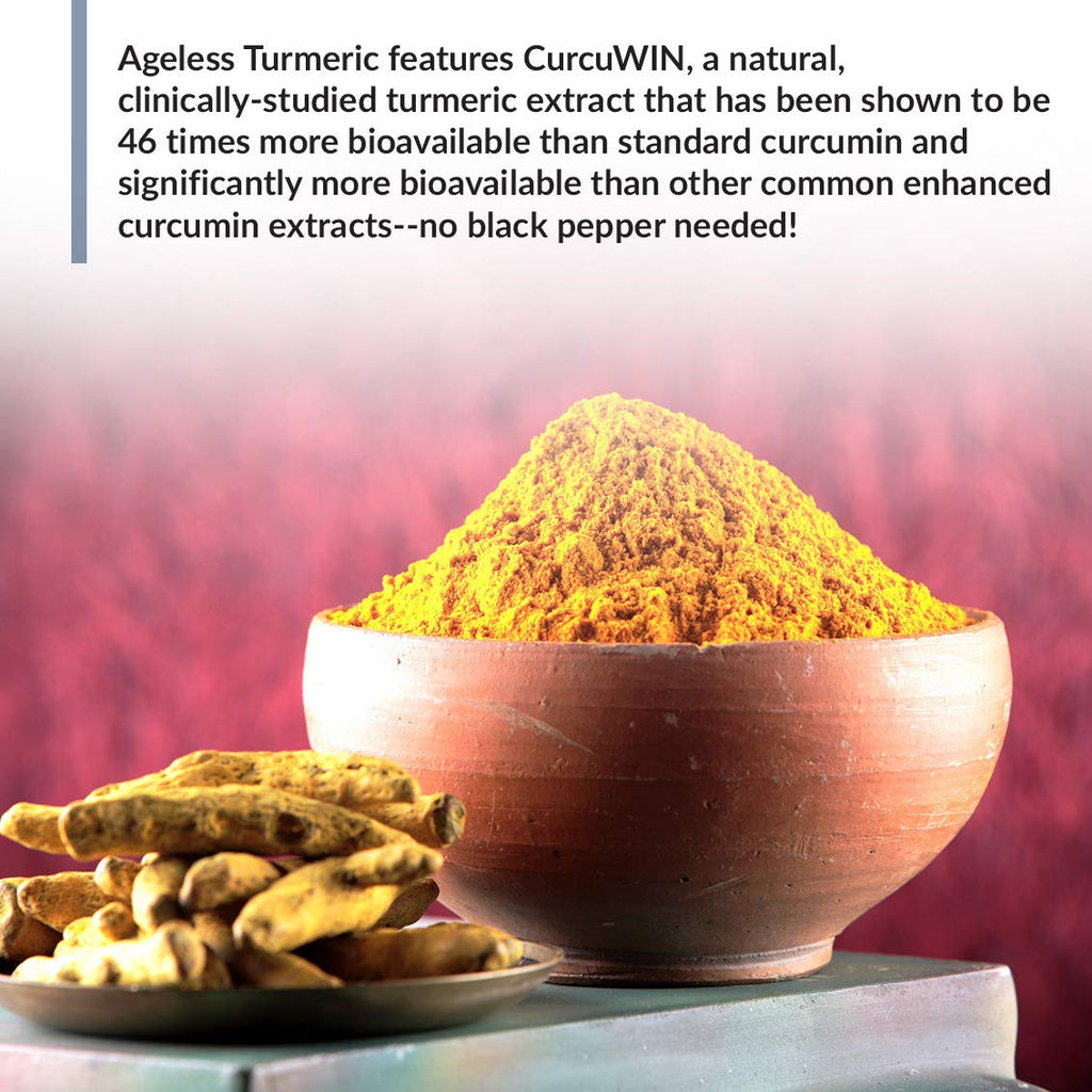 BioTrust Ageless Turmeric with CurcuWIN + Ginger – 46x Bioavailable, 60 Capsules