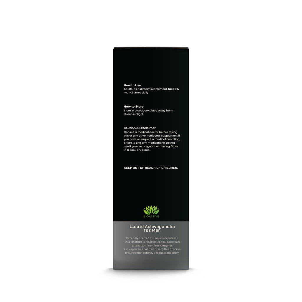 BIOACTIVE Liquid Ashwagandha Drops - Testosterone Support for Men
